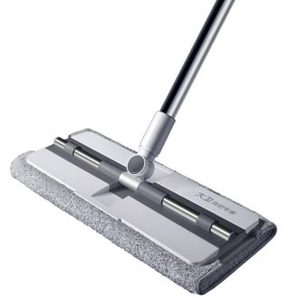 大卫  巨无霸平板拖把 家用懒人一拖大号免手洗拖地神器拖布干湿两用 夹布式平板拖把卡扣设计P8 1杆2布