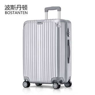 波斯丹顿（BOSTANTEN）22寸拉杆箱爆款行李箱万向轮旅行箱密码箱 银色 圆角拉链