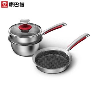 康巴赫（KBH）  316L不锈钢锅具套装婴儿奶锅平底不粘锅宝宝辅食锅套装