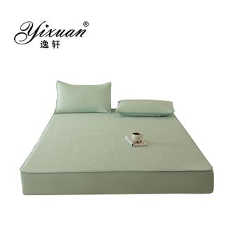 逸轩/yixuan  A类凉感丝熊豆豆凉席床笠款三件套 熊豆豆水绿 2.0米床适用