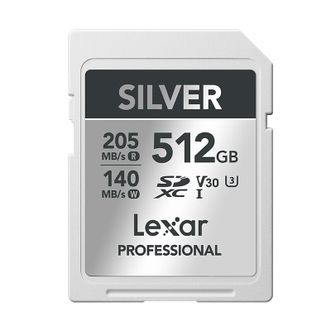 雷克沙/Lexar  512GB 高速SD存储卡 U3 V30单反相机内存卡大卡 4K畅拍 SILVER系列银卡 读205MB/s 写140MB/s