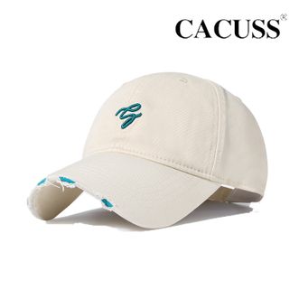 CACUSS  帽子 防晒软顶 百搭 棒球帽 时尚帽 刺绣鸭舌帽  米白色 BQ240877