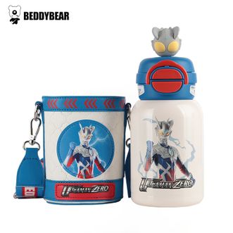 杯具熊（beddybear）   开口笑双饮儿童保温杯 赛罗出击 带吸管水杯保温壶600ML