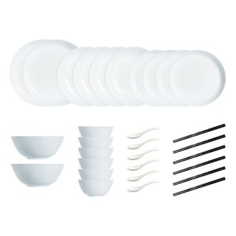 乐美雅（Luminarc）  晶钻白玉餐具30件套  V9057  白玉玻璃