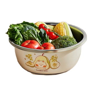 炊大皇（COOKER KING）  304不锈钢盆加大加厚储物多功能多用盆 福气系列304多用盆20cm 1个 DYP01FQ