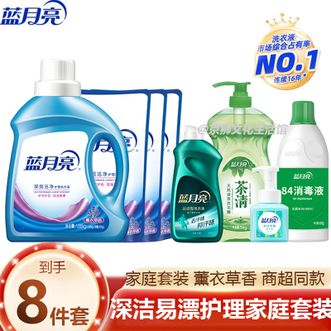 蓝月亮  衣物护理家庭清洁套装 洗衣液洗手液洗洁精84消毒液 深层清洁 强效去污 去汗味 温和配方放心用（新旧包装随机发货）