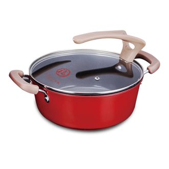 火象  千福汤锅 24CM精铁陶晶不沾工艺家用汤锅可立视透明钢化玻璃汤锅24cm HXG-TG088