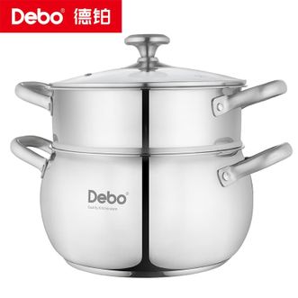 Debo  德铂304不锈钢大肚汤锅 汤蒸锅+蒸屉 22cm 伊希斯汤蒸锅DEP-DS252 三层复底导热迅速 上蒸下煮