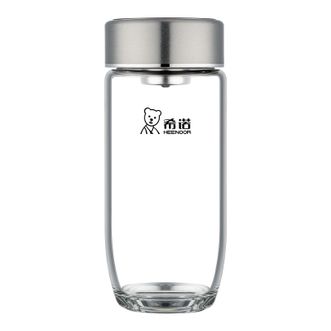 希诺（heenoor）  430ml单层玻璃杯大容量水杯车载便携滤网泡茶杯XN-1208S珠光本色