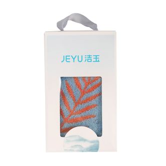 洁玉  叶语毛巾 单条装礼盒 J5057-A 规格：34cm*74m/100g/条 颜色：绿、桔、粉 成分：100%棉 数量：毛巾1条