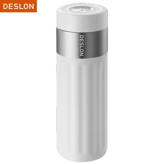 德世朗（DESLON）  保温杯316不锈钢茶水分离云泊泡茶师保温杯400ml水杯杯子-云雾白
