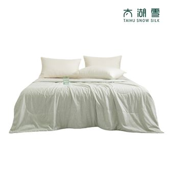 太湖雪  轻氧缎彩蚕丝凉被专柜同款  100%蚕丝填充 抗菌被 一被多用 轻氧深睡眠 1.5米 海松绿 150*210cm