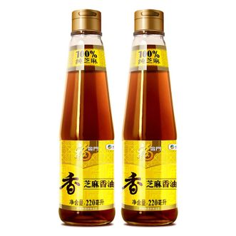 福临门  压榨芝麻香油  220mL*2瓶  中粮出品凉拌烹饪调味一级芝麻油