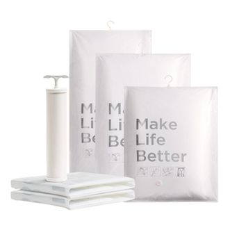 京东京造 挂式真空压缩袋大衣羽绒服西服防尘罩挂衣袋6件套 1特大2中2小1手泵