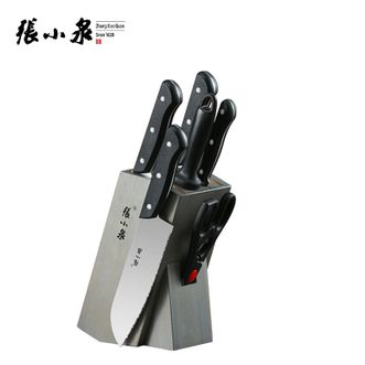 张小泉  刀具七件套 家用不锈钢切菜刀切肉刀小厨刀水果刀带刀座七件套装 D40660100