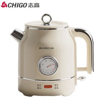 志高/Chigo  电热水壶双层防烫1.5L大容量家用复古烧水壶304不锈钢内胆大功率快速烧水LGR-B8015B