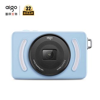 爱国者（aigo）  数码照相机女生入门自拍前后双摄复古小型照相机E3蓝色