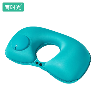 有时光  充气u型枕旅行用品便携神器火车飞机睡觉【牛奶丝】护颈枕头靠枕4件套