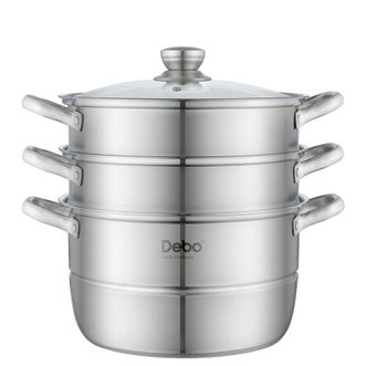 德铂（Debo）  沃斯堡304不锈钢汤蒸两用锅 通用蒸格*2+蒸片*1