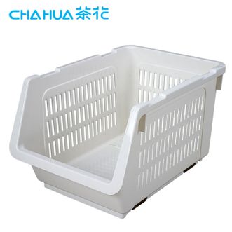 茶花（CHAHUA) 杂物收纳筐家用收纳篮厨房斜口层叠收纳筐2个装35*23*20cm 2894X2