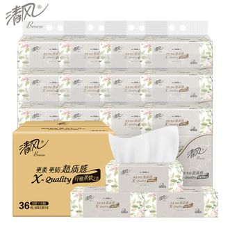 清风  抽纸面巾纸巾餐巾纸卫生纸超质感系列擦手纸家庭装3层 110抽*36包