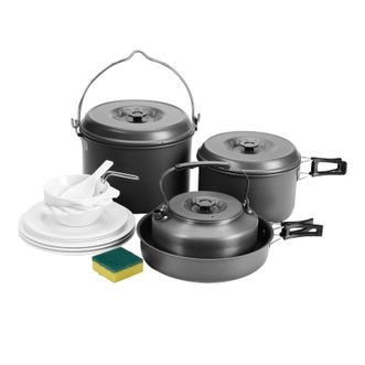 步林  户外野营煎锅吊锅具烧水壶露营野餐便携套锅7人套锅-BL200-C9