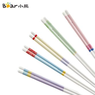 小熊  陶瓷筷子 陶瓷家用高级食品级抗菌防霉食品级 彩色五双装