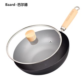 巴尔德  极铁小炒锅24cm不粘锅无涂层炒菜锅煎炒锅铁锅