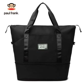 大嘴猴（Paul Frank）  手提包行李袋可折叠短途旅行包女轻便锻炼大容量包男出差收纳包 石墨黑（可扩容 可折叠）