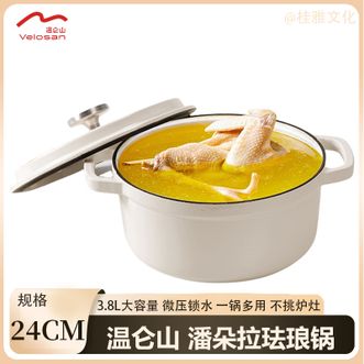 温仑山  潘朵拉珐琅锅 24cm 家用炖煮锅煲汤锅3.8L大容量高颜值多用汤锅 VE033