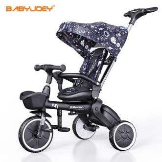 Babyjoey  儿童三轮车宝宝车可推可骑1到5岁脚蹬轻便可折叠童车【星空蓝】