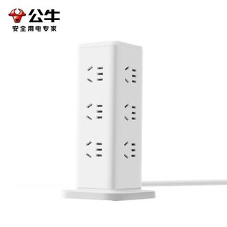 公牛（BULL）  立式插座/排插/插板/接线板/拖线板多功能多孔电源插座【12位】防过载1.6米 GNV-UL1012 白色