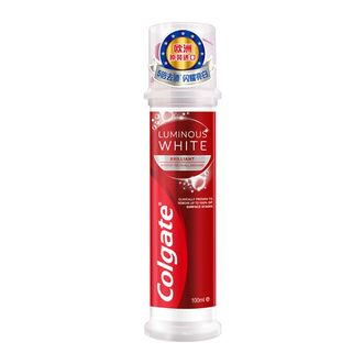 高露洁（Colgate）5倍去渍 闪耀亮白直立按压式泵式美白牙膏100ml 