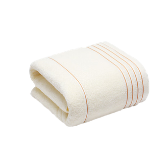 洁丽雅/Grace  浴巾 A类全棉加厚洗澡巾 成人男士条纹素色浴巾 吸水 米色