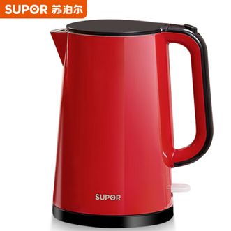 苏泊尔（SUPOR）  电水壶 双层防烫烧水壶热水壶1800W快烧304不锈钢烧水壶电热水壶1.7L 红色 SW-17E05E