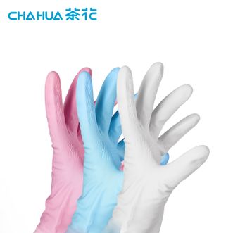 茶花（CHAHUA）  洗碗手套3双PVC加厚耐用L码家务清洁厨房防水洗衣服橡胶手套颜色随机发C78013*3