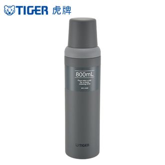 虎牌/Tiger  户外大容量杯盖型保温保冷不锈钢便携水杯 800ML MSI-A080-HAT 烟灰色