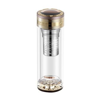 欧美达（OMUDA）  巴赫系列-双层玻璃杯茶水分离泡茶杯办公水杯子 金色 300ml  OSB16