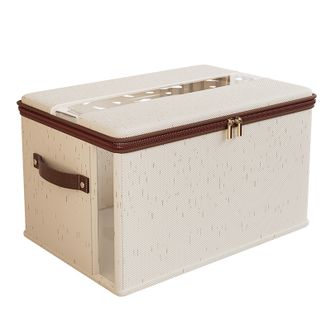 洁百纳/JIEBAINA  天山棉麻衣服收纳箱家用衣柜装衣物棉被整理盒袋 大容量储物筐 大号款【40*30*20】天山棉麻 2个装【超大容量/防尘防潮】