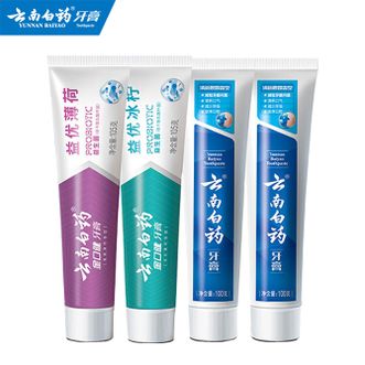 云南白药  牙膏益生菌清新口气牙膏家庭装共 410g 4支（益优薄荷105g+益优冰柠105g+清新晨露100g*2)）