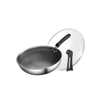 苏泊尔(SUPOR)   炒锅蜂窝晶纹不锈钢不粘锅炒菜锅平底防粘燃气灶电磁炉无烟锅 EC30JKC02-双面屏-316L- 30cm