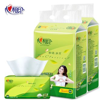 心相印抽纸 茶语丝享系列 量贩家庭装 3层120抽面巾纸*3包纸巾(小规格/S码 小巧实用 环保便携)
