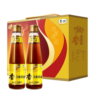 福临门  100%纯芝麻 压榨芝麻香油礼盒 220ml*2瓶