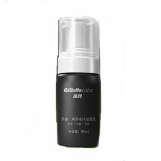 吉列(Gillette)深层清洁毛孔吉列多合一剃须泡沫洁面乳90ml（新老包装随机发货）