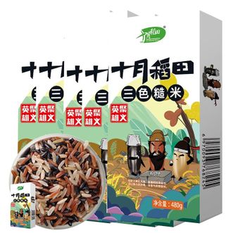 十月稻田  三色糙米480g*5盒装（红米 黑米糙米）五谷杂粮 粗粮