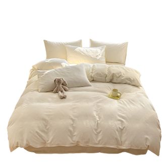 恒源祥  全棉三层纱提花四件套-艾利奶昔白