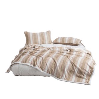 無印良品  华夫格提花牛奶绒毯 MJ-TZ25-61 150*200cm