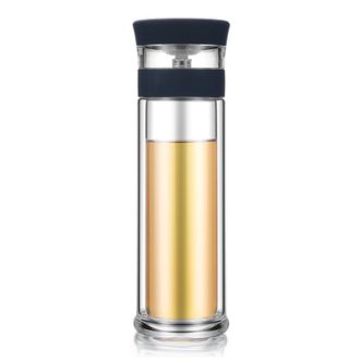 绿珠lvzhu 400ml玻璃杯双层防烫茶水分离便携办公泡茶杯B656