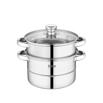 德铂（Debo）  早餐双层蒸锅不锈钢汤锅家用包子馒头蒸锅20cm DEP-913