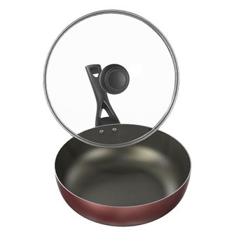 爱仕达（ASD）  不粘锅家用炒菜锅 28CM麦饭石色平底煤气灶专用 酒红色